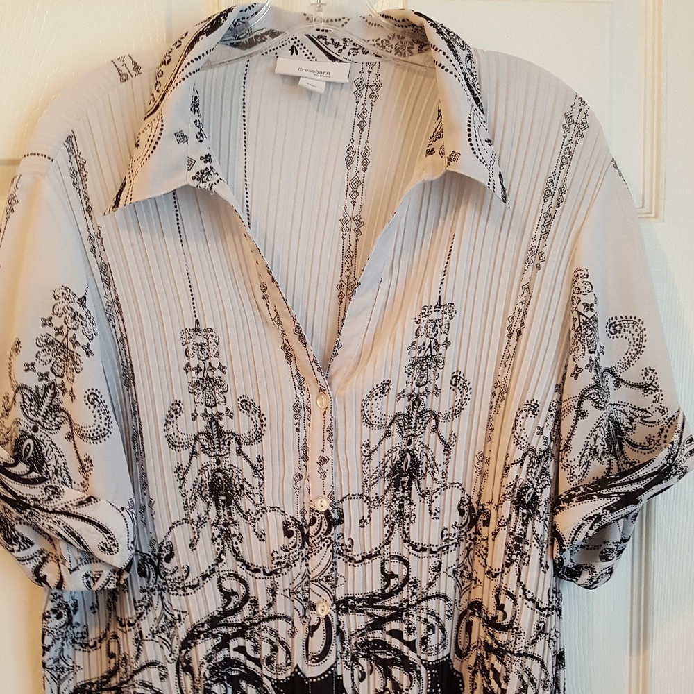 dressbarn Crisp White & Black Blouse